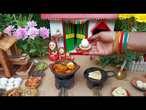 Miniature Egg Gravey + Simple Paratha | Egg Thali | Miniature housewife | ASMR | Mini Food