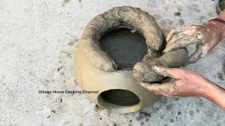 How to make chulha from matka | Primitive Technology mud oven for Outdoor Cooking | Chulha Making