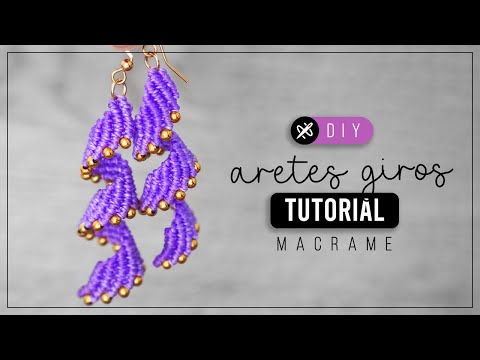 ¡Estos aretes giran! 🌪️ Como hacer aretes de hilo | diy tutorial paso a paso ● macrame earrings 361