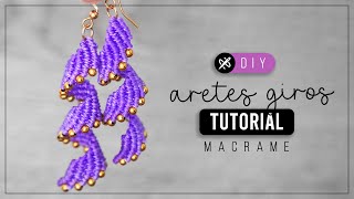 Aretes Giros 🌪️ Como hacer aretes de hilo | diy tutorial paso a paso ● macrame earrings 361