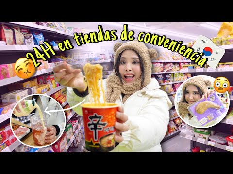 COMIENDO SOLO EN TIENDAS DE CONVENIENCIA EN COREA 😨🍜 POR 24 HORAS | Mila