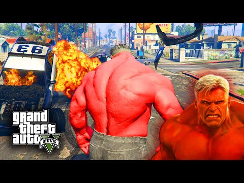 GTA 5 MOD -  RED HULK TAKES OVER LOS SANTOS