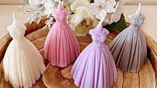 شموع توزيعات العروس👰🏻‍♀️على شكل فستان👗دورة مجانية في صناعة الشموع من الصفر الى الاحتراف بكل أسرارها
