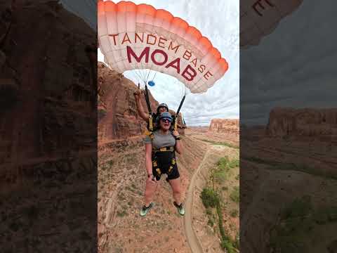Emotional Tandem BASE jump! #youtubeshorts #travel #adventure #nature #emotional #mentalhealth #moab