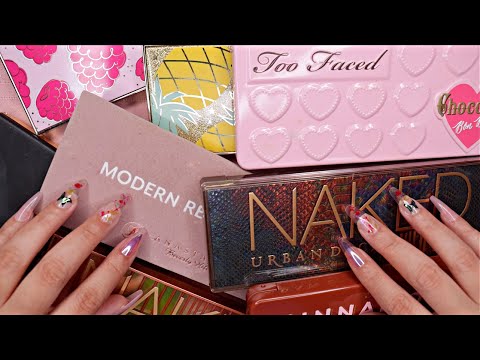 ASMR| Eyeshadow Palette Tingles 🌟 Declutter Diaries -  Reading Shade Names, Tapping, Scratching