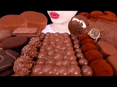 ASMR MUKBANG｜CHOCOLATE PARTY *ICE CREAM, MARSHMALLOW, MOCHI, CAKE, MALTESERS 초콜릿파티 *아이스크림 초코과자 디저트먹방
