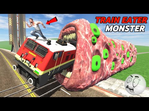 শহরে Train Eater Monster অল্পের জন্য বেঁচে গেলাম😨 | Indian bikes driving 3d | Train eater monster
