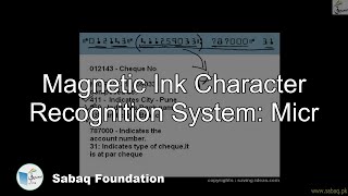 Megnetic ink character recognition System : MICR