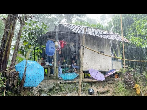 SUASANA SORE YANG TENANG, TURUN HUJAN DAN KABUT DI KAMPUNG NAMBAH BETAH, PEDESAAN SUNDA JAWA BARAT