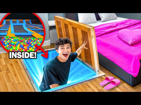 I Built a SECRET Trampoline Park in my Sister's Room!