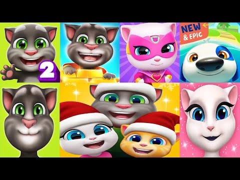 Talking Tom2 vs Tom vs Hank islands vs Angela vs Gold run vs Tom Friends vs Hero Dash 7 games Ep4465
