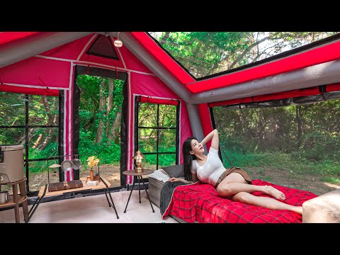 $7,777 CAMPING WITH THE LUXURY AIR TENTㅣFOREST ASMR