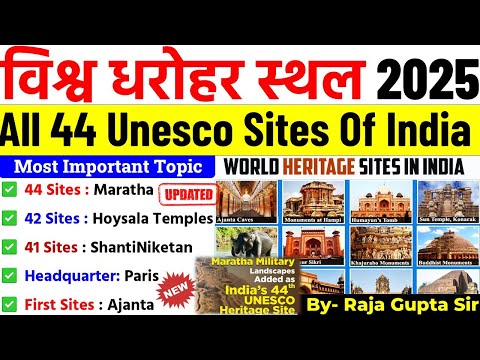 All 44 Unesco World Heritage Sites in India 2025 | Maratha Militiary Landscapes #ssc  #unesco #gk