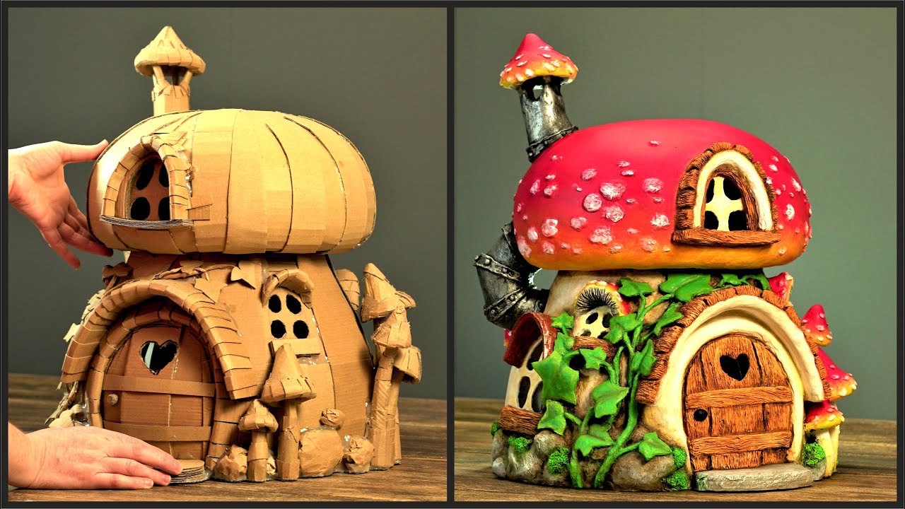 DIY Mushroom House Using Cardboard - Creative Mom