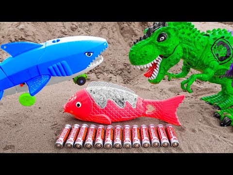 T - Rex, Spider Man VS Playful Shark | Assemble the crocodile's tail | Fun Dinozone