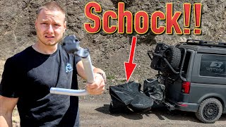 Schock: Heck-Träger des Campers bricht & beschädigt E-Motorrad!! 🤯 (Vanlife auf Kreta geht weiter)