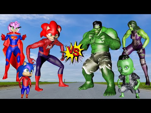 FAMILY HULK VS FAMILY SONIC SPIDER-MAN - In real life