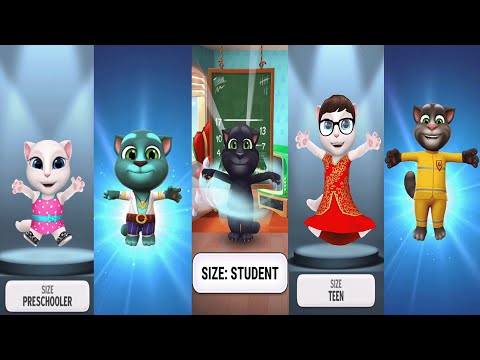 My Talking Angela vs My Talking Tom vs My Talking Tom2 5 size of diffrent pets Ep4501