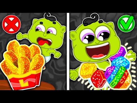 Lion Family | Healthy Food vs Junk Food Rainbow Nuggets | Cartoon for Kids