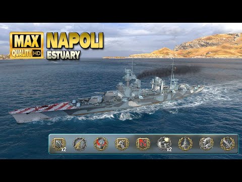 Cruiser Napoli  Action rich game on map Estuary   World of Warships