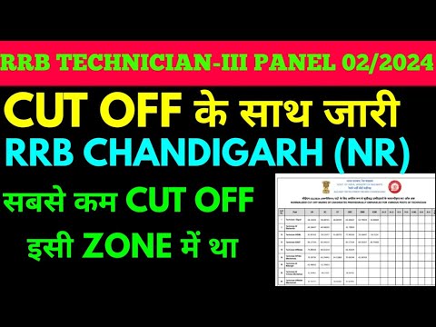 Technician-i & iii provisional panel lowest cut off वाला rrb chandigarh 2024-2025