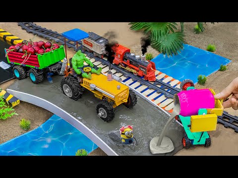 DIY tractor mini making double bridge construction | mini concrete mixer