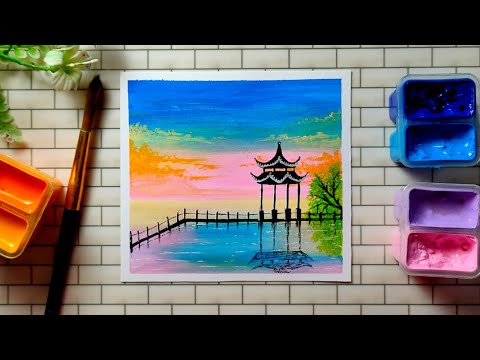 beautiful scenery painting 🎨🖌️//acrylic colour painting #painting#art#drawing