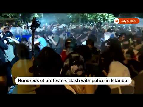 YouTube video thumbnail: Istanbul Protesters Clash With Police at Rally for Jailed Mayor