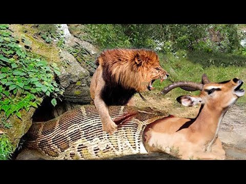 Too Scary - Giant Python Takes Revenge on Lion When its Prey is Robbed