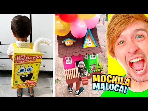 AS MELHORES MOCHILAS MALUCAS do DIA da MOCHILA MALUCA na ESCOLA! *Muito Engraçado