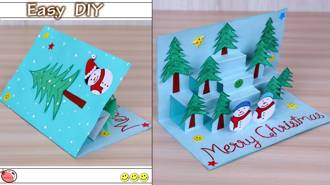 Very Easy! DIY 3D Christmas Pop Up Card - How to make Christmas tree Card at Home Craft