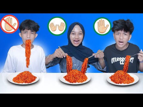 TANTANGAN MAKAN SATU TANGAN, TANPA TANGAN DAN DUA TANGAN