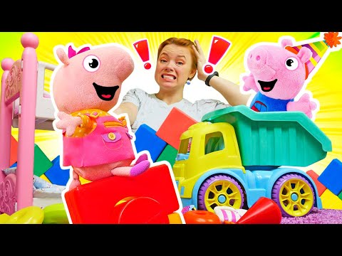 Spielzeug Video für Kinder mit Peppa Wutz, Schorsch und Irene. Peppa zieht um. Peppa Pig Video