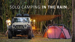 SOLO Camping in the RAIN [ RELAX, SLEEP and ENJOY FOOD in the TENT | Long Rain ASMR ]
