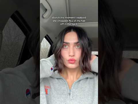She chopped ALL of my hair off 💀 #badhaircut #hair #haircut #shorthair #funny #viralvideo #bobhair