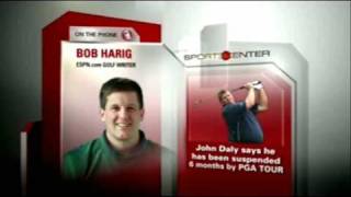 Daly Says PGA Tour Has Suspended Him