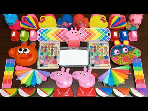 Mixing Peppa Pig Toys, Rainbow Piping Bags, and Cute Makeup Into Slime  Satisfying Slime ASMR