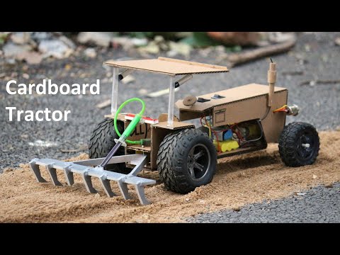 How To Make a Tractor - RC Tractor From waste Cardboard - hydraulic tractor