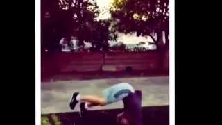 Cameron Boyce doing flips