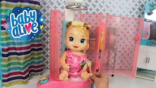 BABY ALIVE LULU NO BANHO COM CHUVEIRO QUE SAI ÁGUA DE VERDADE!BABY ALIVE BONECAS