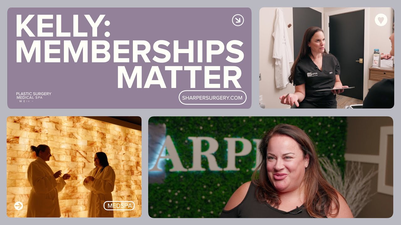Memberships at SHarper Surgery Medical Spa highlighted.