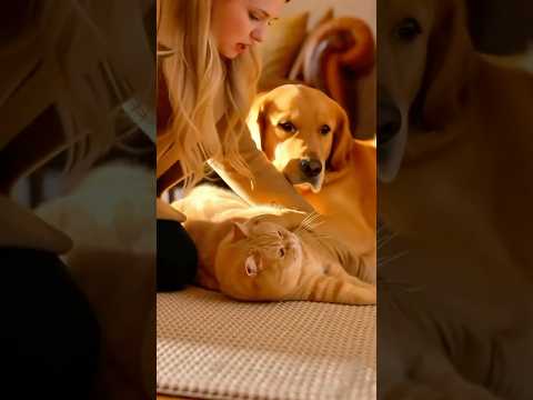 So dramatic!π #goldenretriever #anmals #funnycat #cat #catcomedy #funnyanimal #pets