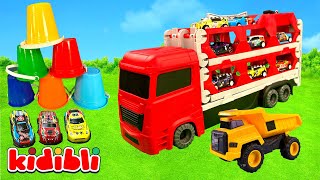 Haydi Kumla Oynayalım! 🪏🚜🏖️ Kumdan Kale, Traktör, Kepçe, Yarış Arabaları ve Eğlenceli Oyun | Kidibli