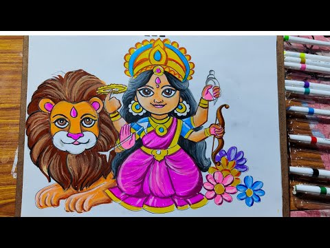 how to draw maa jagadhatri step by step for jagadhatri puja,easy jagadhatri thakur drawing,