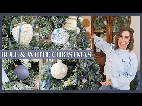 Christmas Home Tour • Decorate With Me • Decorating Christmas Tree • Blue and White