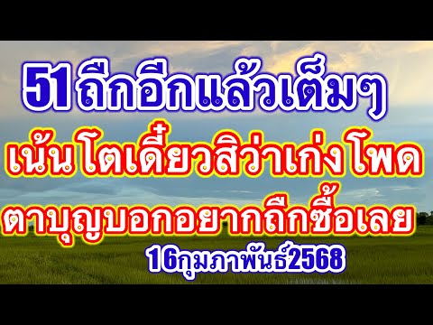 51 ตาบุญถูกเต็มๆ สายวิ่งสายจับคู่อย่าพลาดเน้น2 ตัวเดี๋ยวสิหาว่าเก่งโพด #16กุมภาพันธ์2568