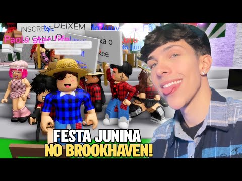 FIZ UMA FESTA JUNINA COM INSCRITOS NO BROOKHAVEN! (teve até beijo 😳) - Roblox