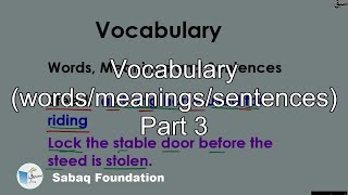 Vocabulary (words/meanings/sentences) Part 3