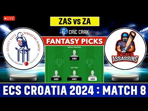 🔴Live ECS T10 Croatia: ZA vs ZAS Dream11 Team I Zagreb Sokol vs Zagreb Assassins I GL & SL Teams🔥