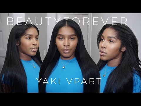 THIS IS MY HAIR!! UPGRADED EASY CONTOUR YAKI STRAIGHT V PART WIG | BEAUTYFOREVER HAIR